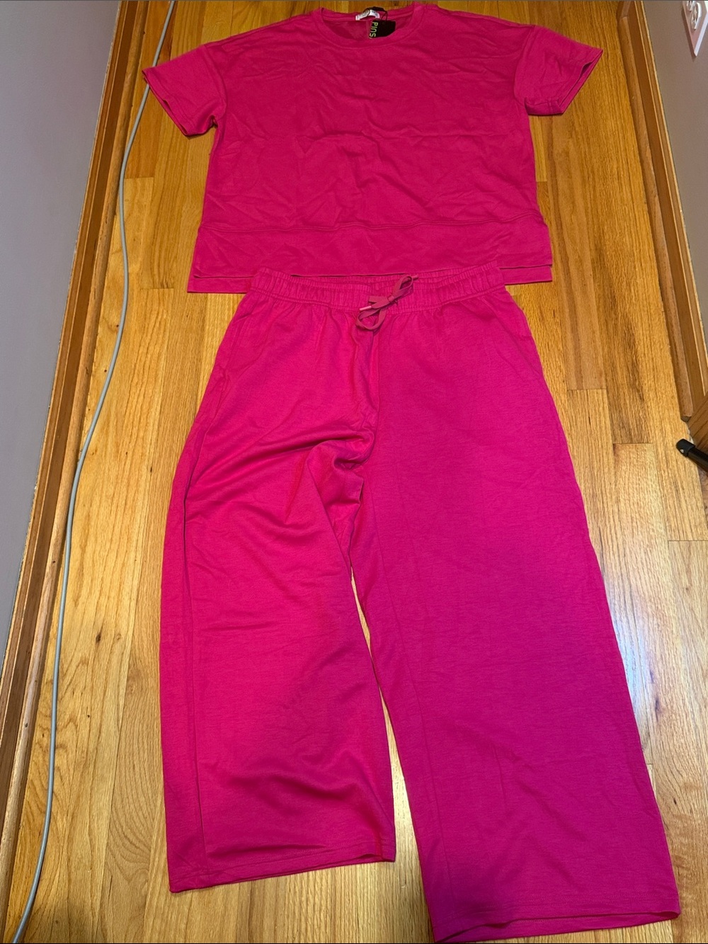 Pinspark XL Bright Pink Fuschia Two-Piece Lounge Pajama Set